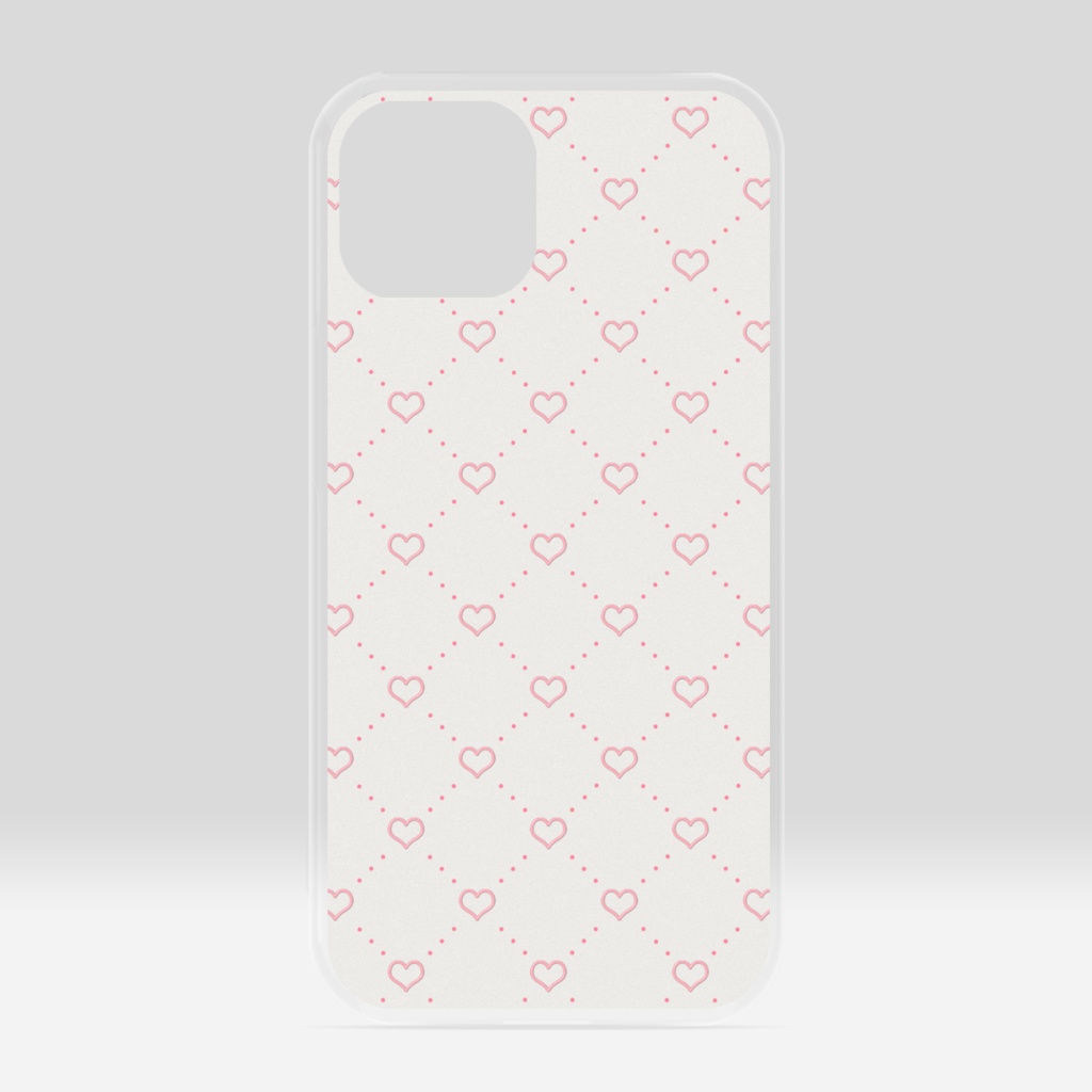 diagonal grid heart クリアiPhoneケース