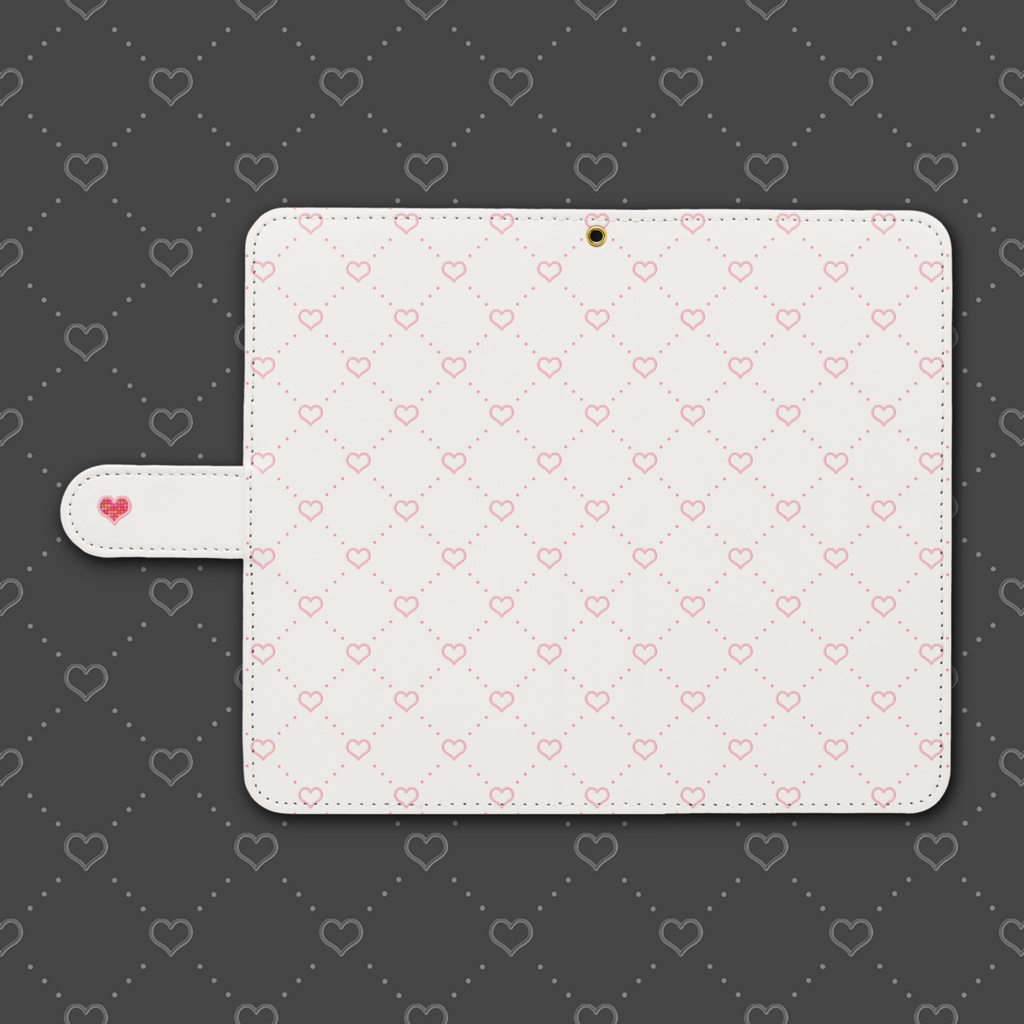 diagonal grid heart　手帳型Androidケース