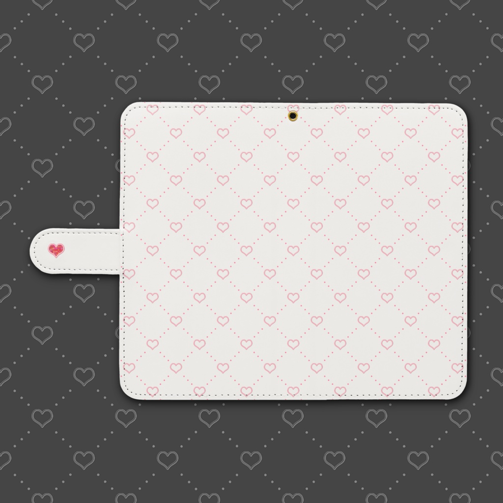 diagonal grid heart 手帳型Androidケース