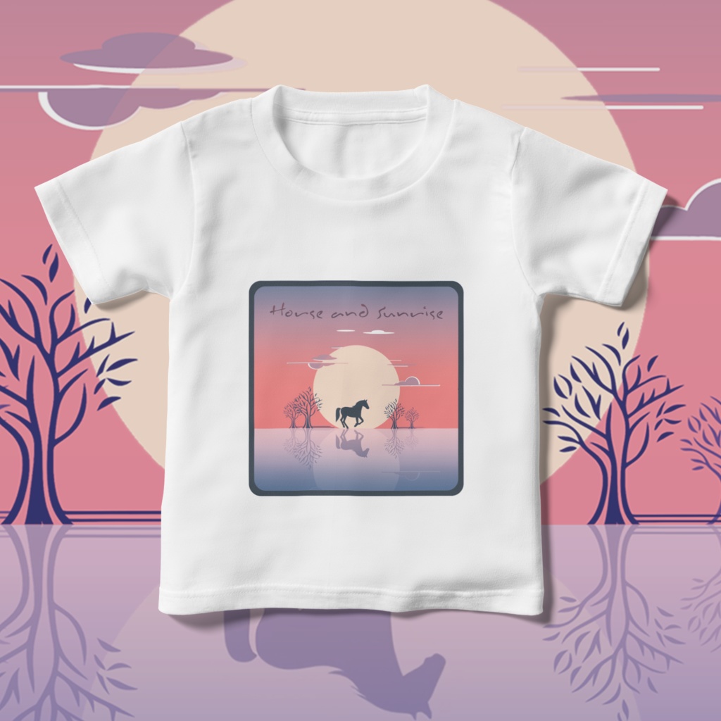 Horse and Sunrise　キッズTシャツ 
