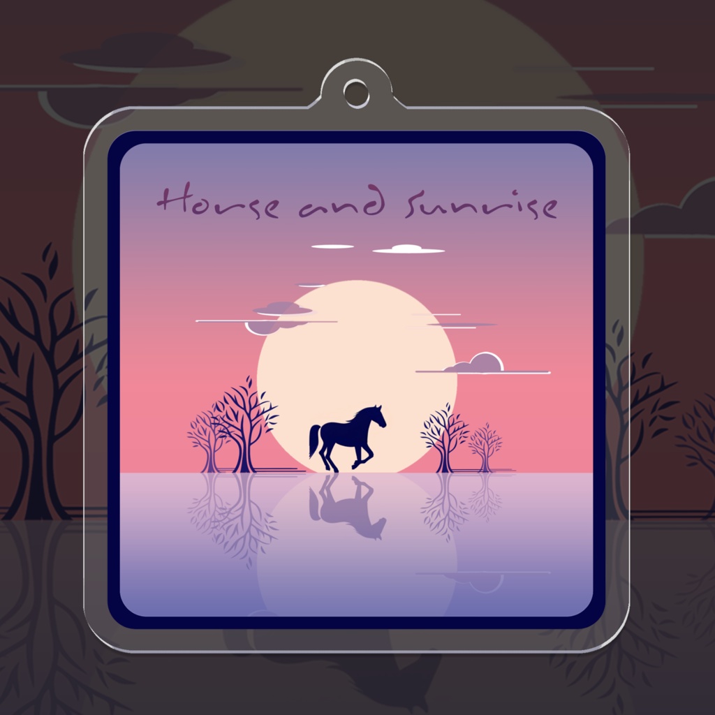 Horse and Sunrise　アクリルキーホルダー - 50 x 50 (mm)