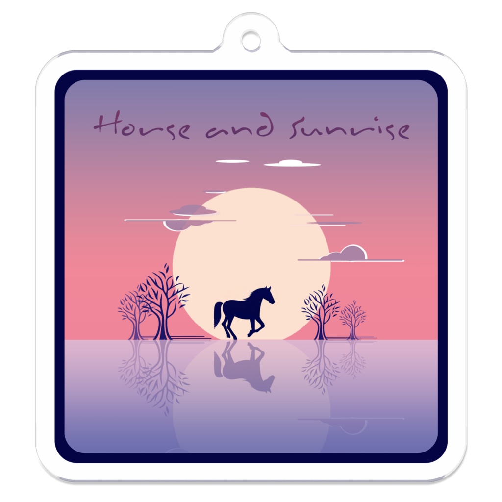 Horse and Sunrise アクリルキーホルダー - 50 x 50 (mm)