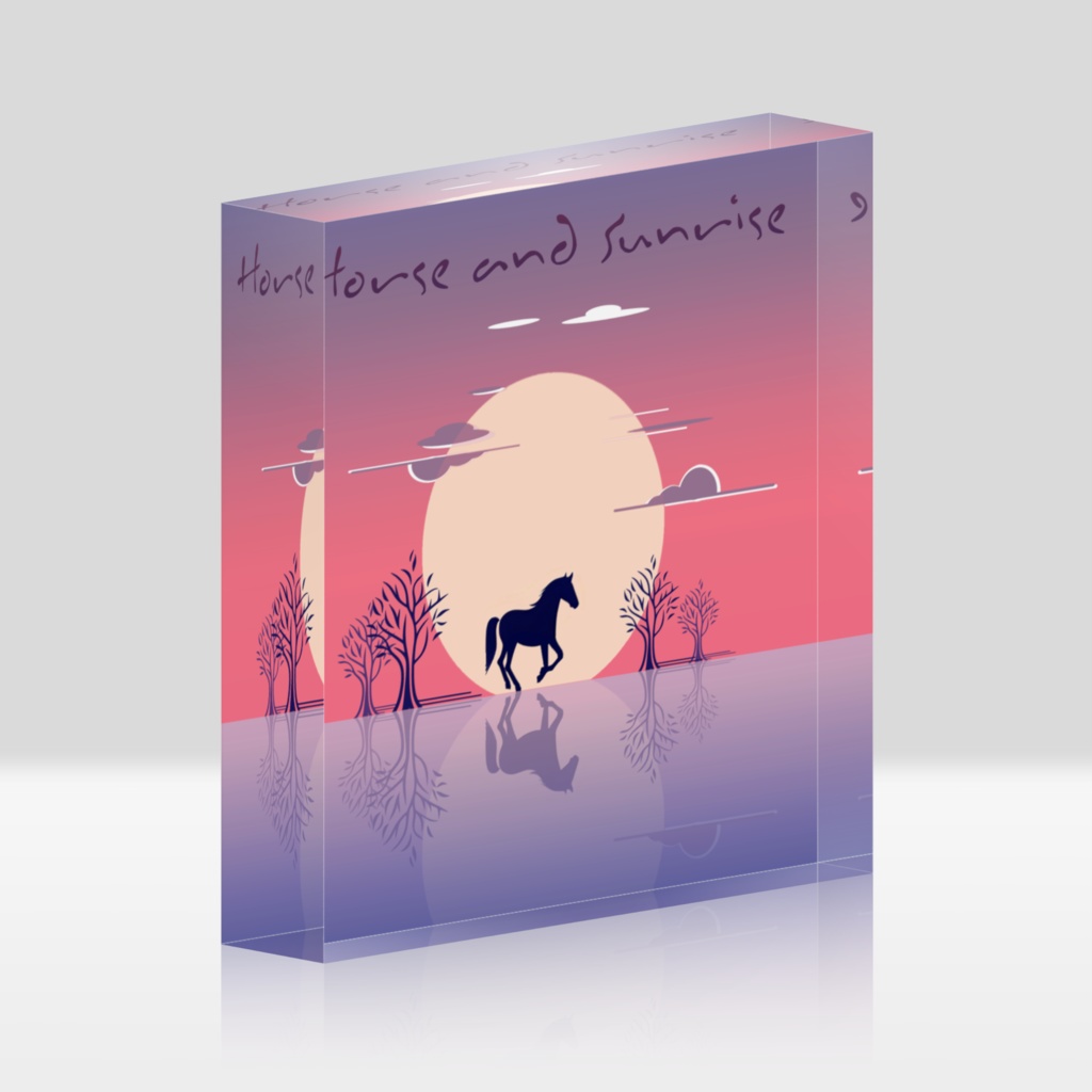 Horse and Sunrise　アクリルブロック - 100x100mm