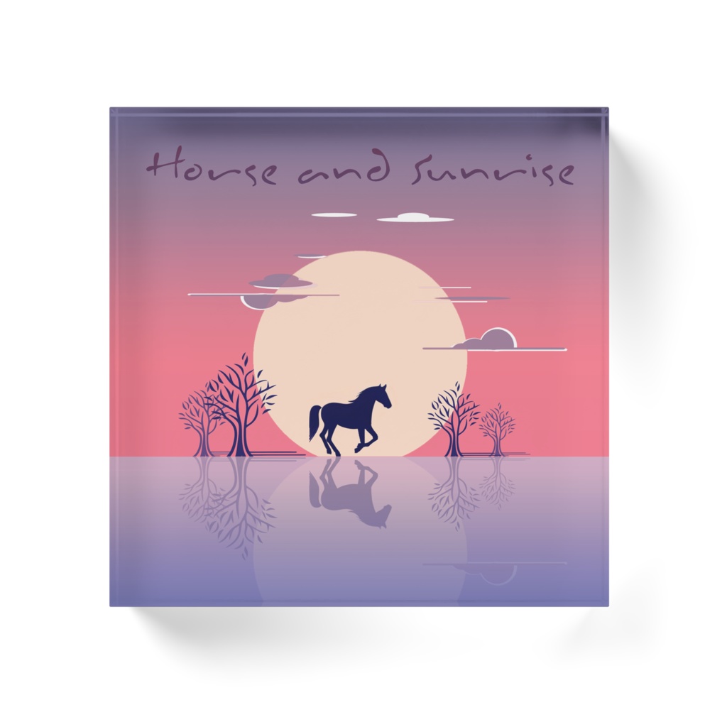Horse and Sunrise アクリルブロック - 100x100mm
