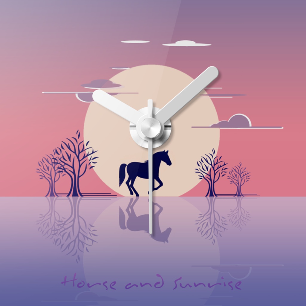 Horse and Sunrise アクリル時計 - 100x148mm