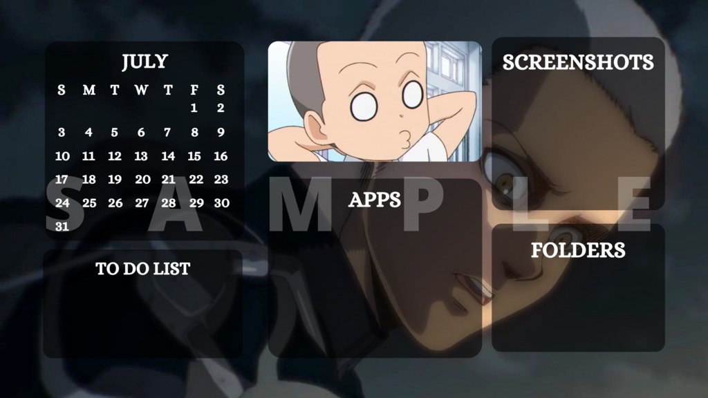 2022 Attack on Titan/ Shingeki no Kyojin Anime Themed Organized Desktop Wallpaper Calendar