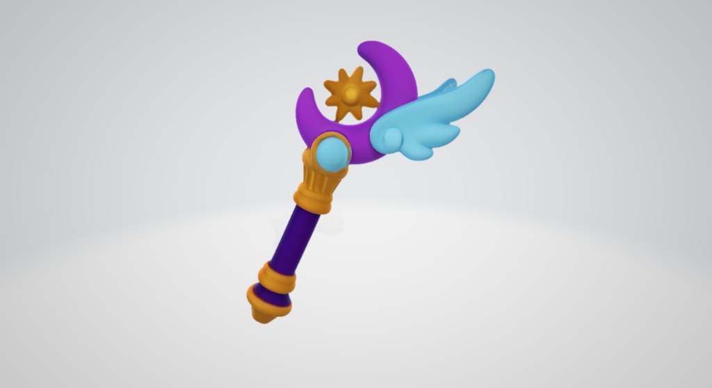 【3Dモデル】ファンタジー魔法のステッキ - 月と星の杖【VRChat/ゲーム制作/イラスト用】