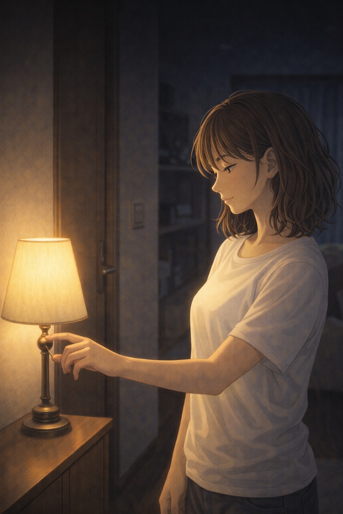 夜のひとり時間｜都会で働く20代後半女性の日常イラスト素材集