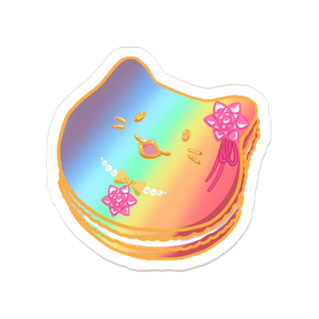 虹色ねこマカロンアクリルバッジ