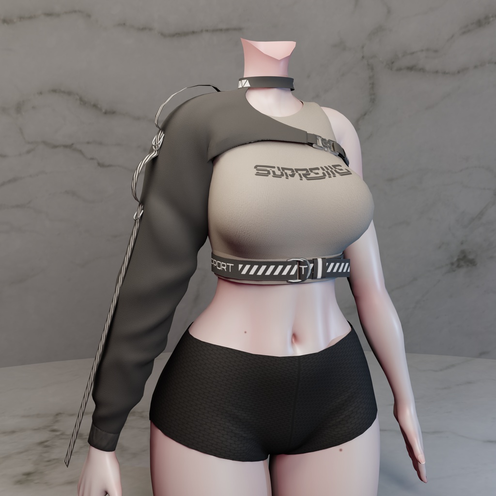 Katawa - Techwear / Streetwear Cropped Top - Modular Avatar Ready - 7 Designs