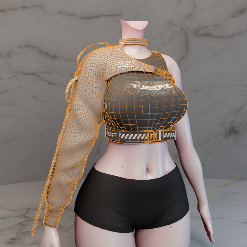Katawa - Techwear / Streetwear Cropped Top - Modular Avatar Ready - 7 Designs