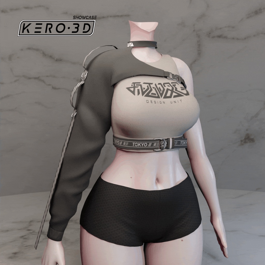 Katawa - Techwear / Streetwear Cropped Top - Modular Avatar Ready - 7 Designs