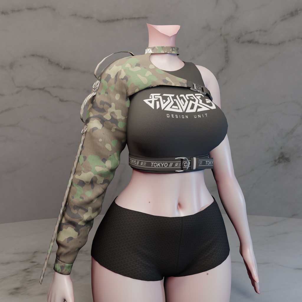 Katawa - Techwear / Streetwear Cropped Top - Modular Avatar Ready - 7 Designs