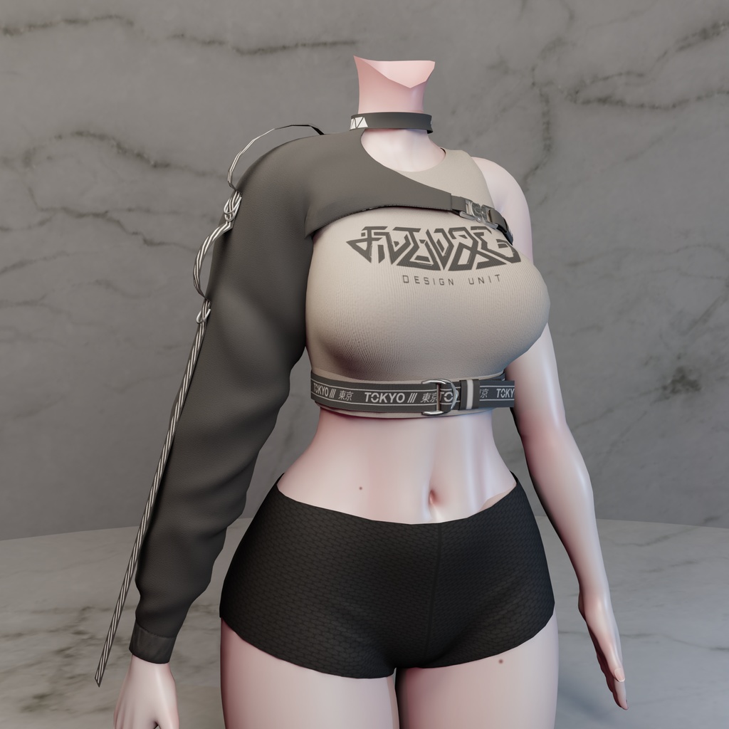 Katawa - Techwear / Streetwear Cropped Top - Modular Avatar Ready - 7 Designs