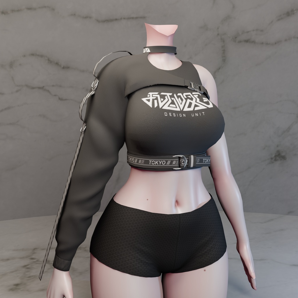 Katawa - Techwear / Streetwear Cropped Top - Modular Avatar Ready - 7 Designs