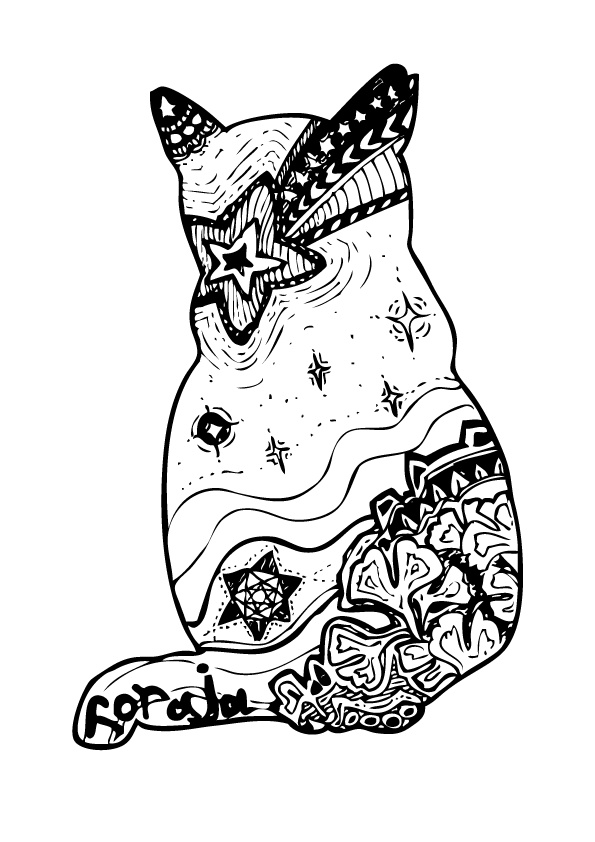 にゃんだらぬりえ