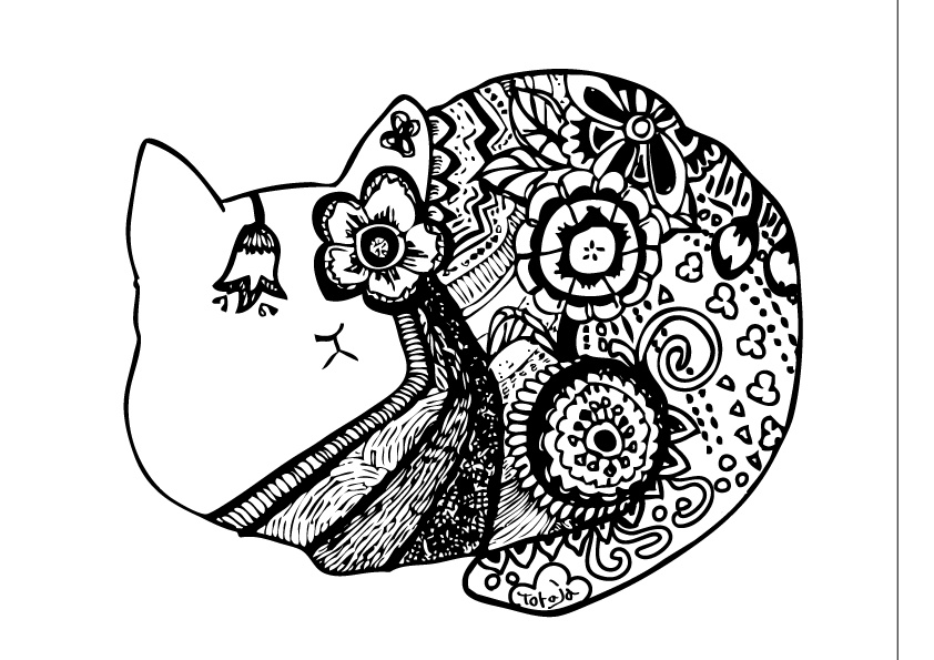 にゃんだらぬりえ