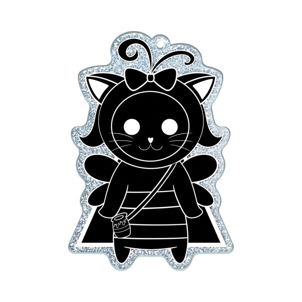 かぷはにーブラック ラメアクリルキーホルダー