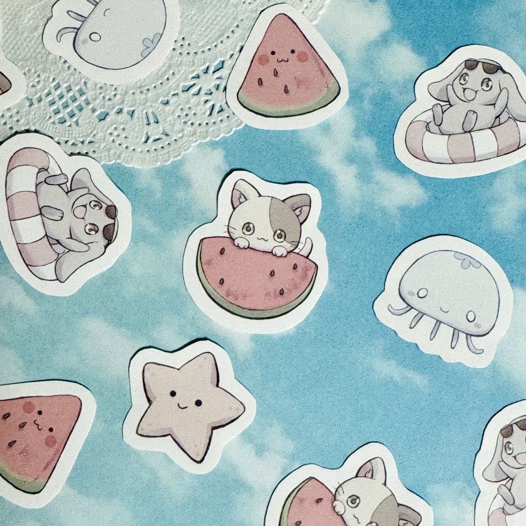 フレークシール 夏を楽しむアニマルver