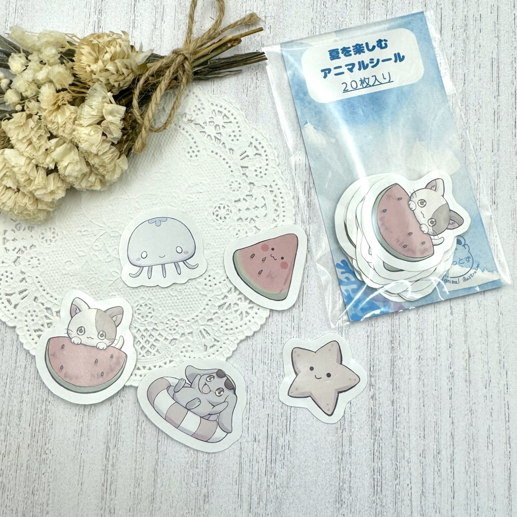 フレークシール 夏を楽しむアニマルver