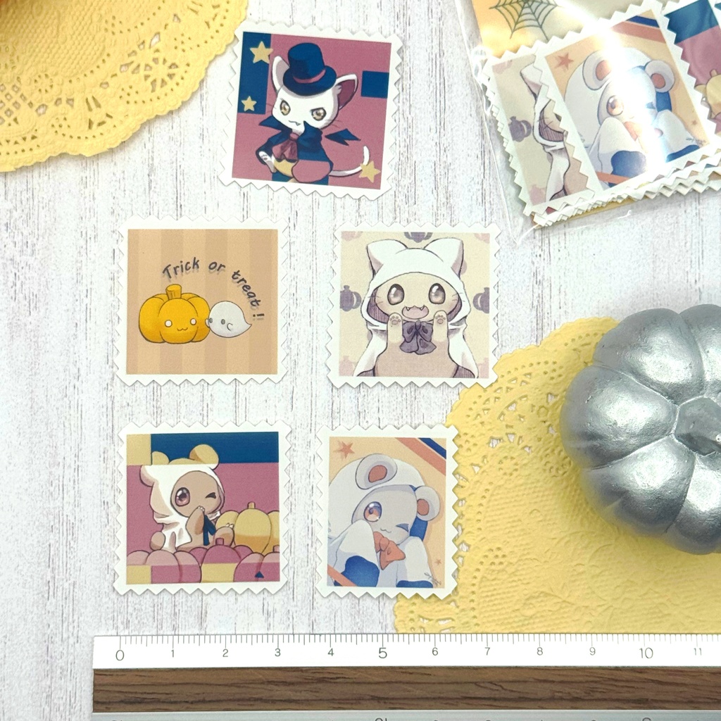 フレークシール ハロウィン切手風シールver