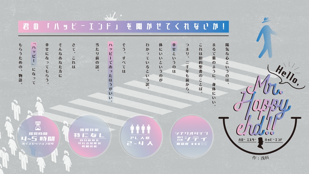 CoCシナリオ「Hello,Mr.Happyend!!」(NPC画像他同梱版)