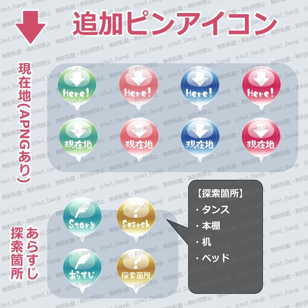 【CoC6版&7版対応-ミニマムシリーズ】グラデーション スクリーンパネル&ハウスルール ピンアイコン(PNG&PSD&一部APNG)