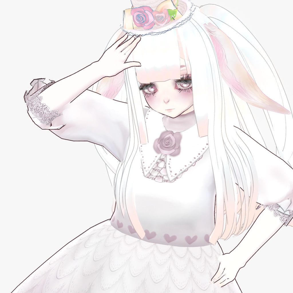 【Vroid正式版対応】くすみピンクワンピース