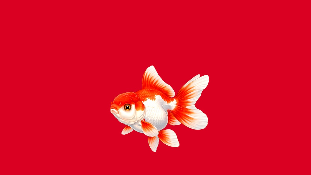 和風背景素材|アニメ調金魚(オランダ獅子頭)0度・中央下配置・左右セット(10点・4K・高解像度・商用利用可)