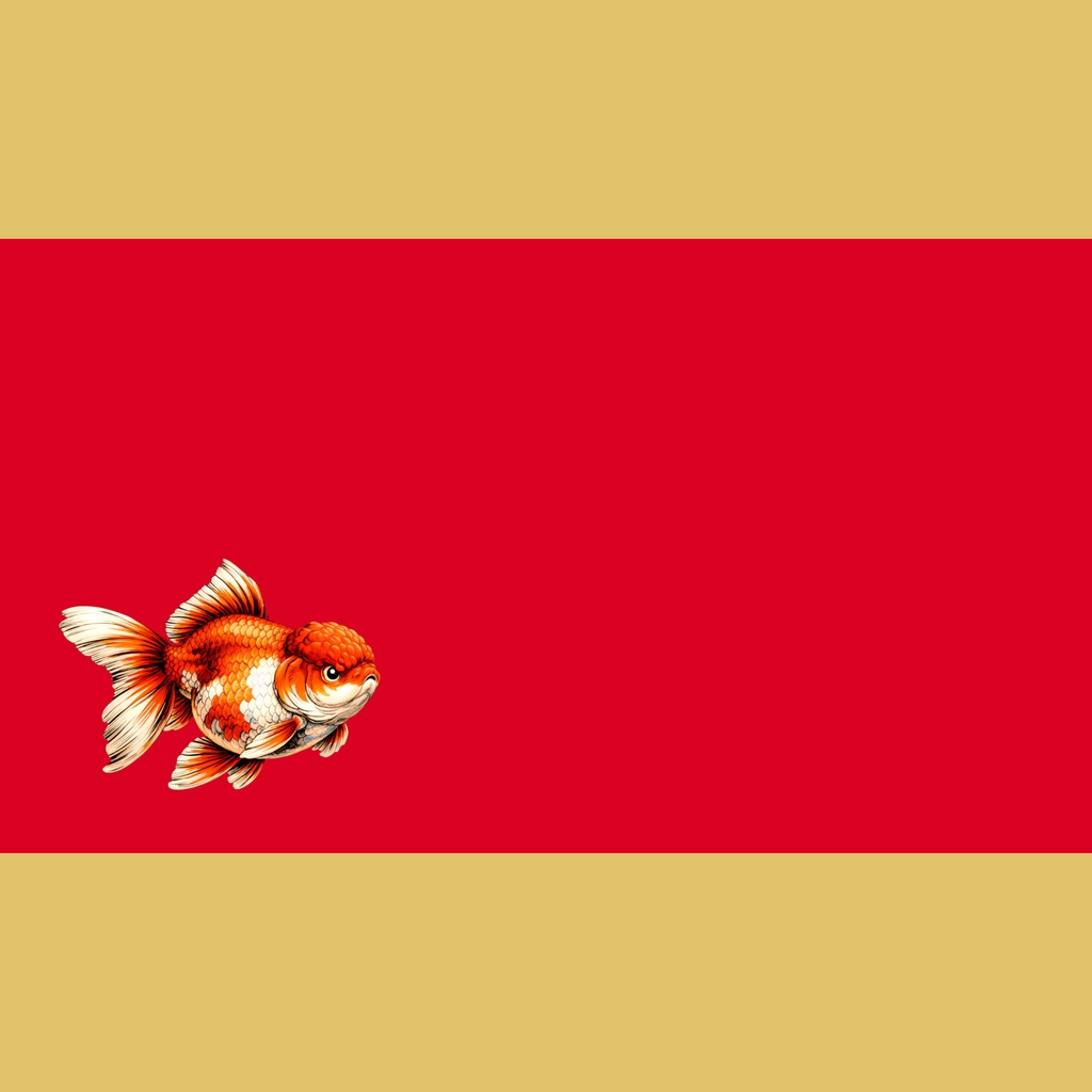 和風背景素材｜劇画調金魚1号・0度左下右下配置・単色５色セット（10点・7680ｘ4320PNG・高解像度・商用利用可）