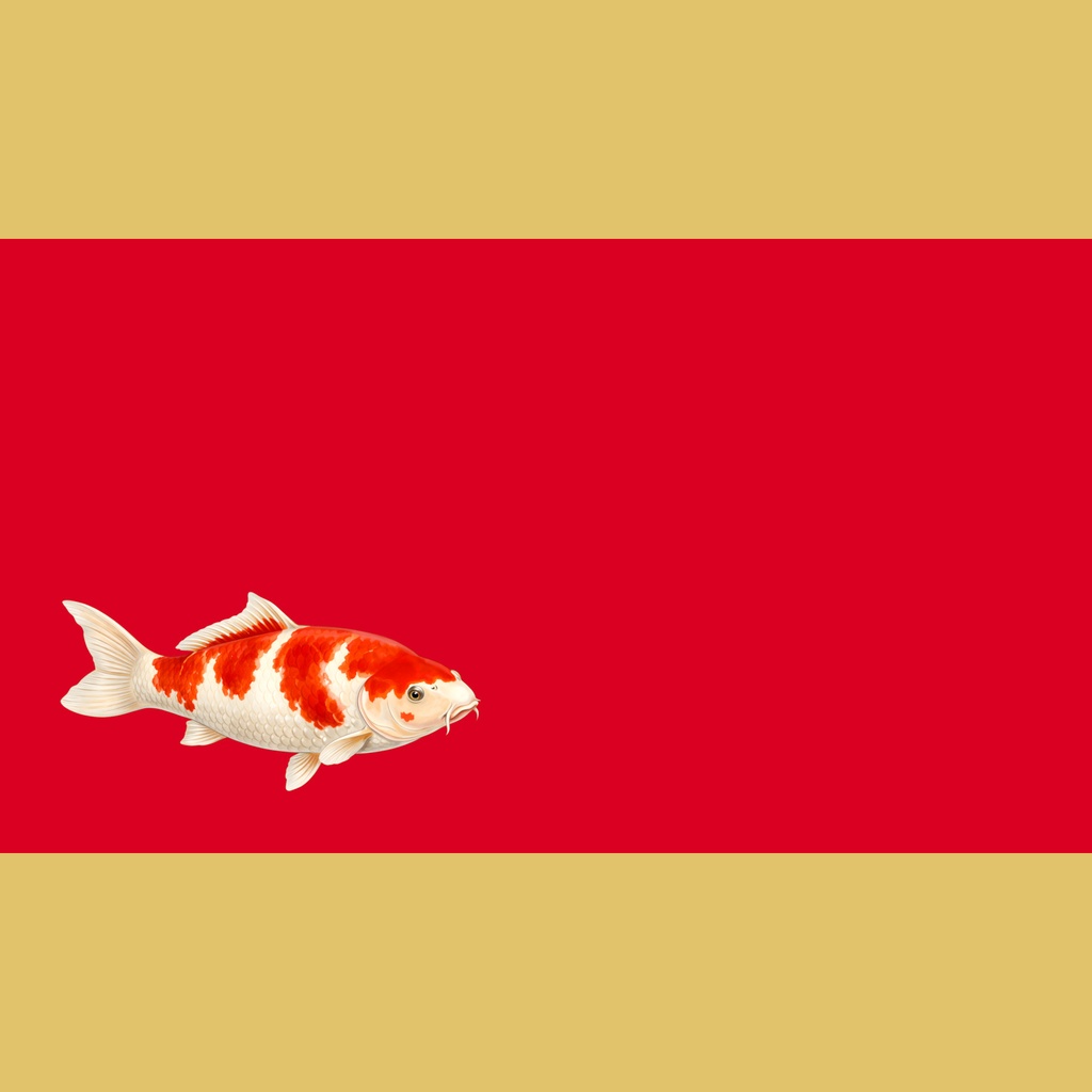 和風背景素材|錦鯉(紅白)・0度左右下配置・5色セット・10点・(7680x4320PNG・高解像度・商用利用可)