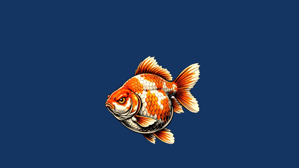 和風背景素材|劇画調金魚2号・中央下配置(左向き・右向き)単色5色セット・7680x4320PNG(高解像度・商用利用可)