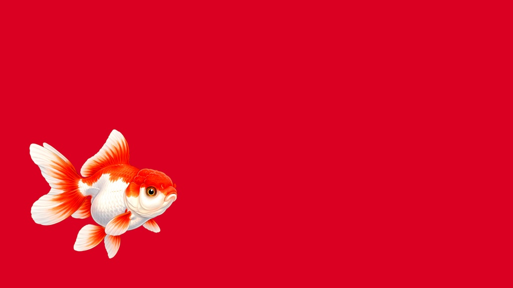 和風背景素材|アニメ調金魚2号オランダ獅子頭・0度左右下配置セット10点・7680x4320PNG(高解像度・商用利用可)