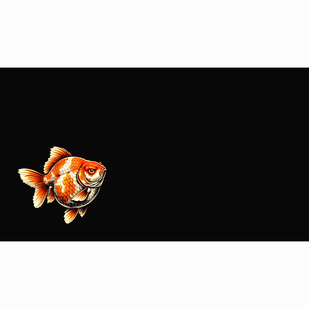 和風背景素材｜劇画調金魚2号・左右下配置25度・単色5色セット計10点・6000ｘ3375JPEG（軽量版・商用利用可）