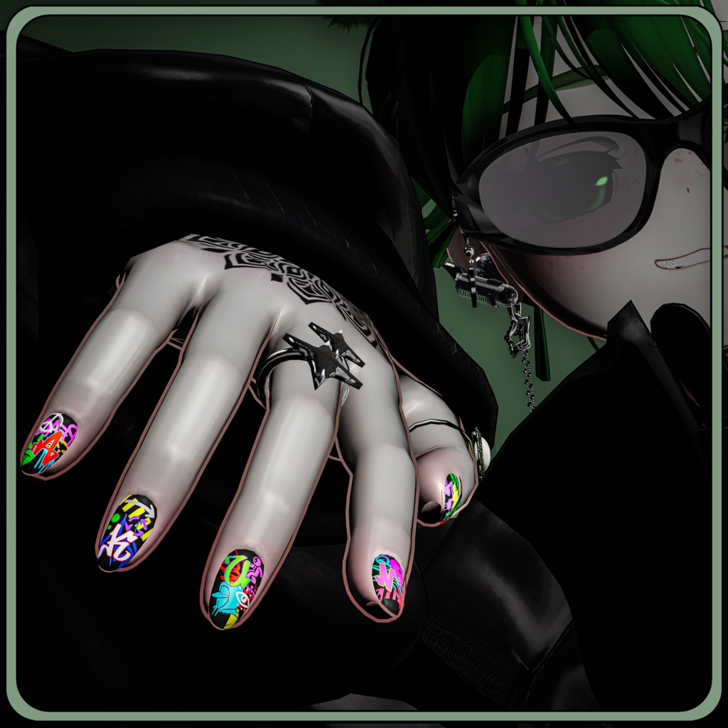 【VRChat】 Graffiti Nail Set for Manuka