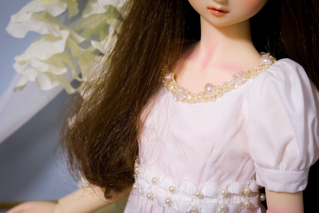 【1/3ドール】淡水パールのホワイトドレス&ティアラセット