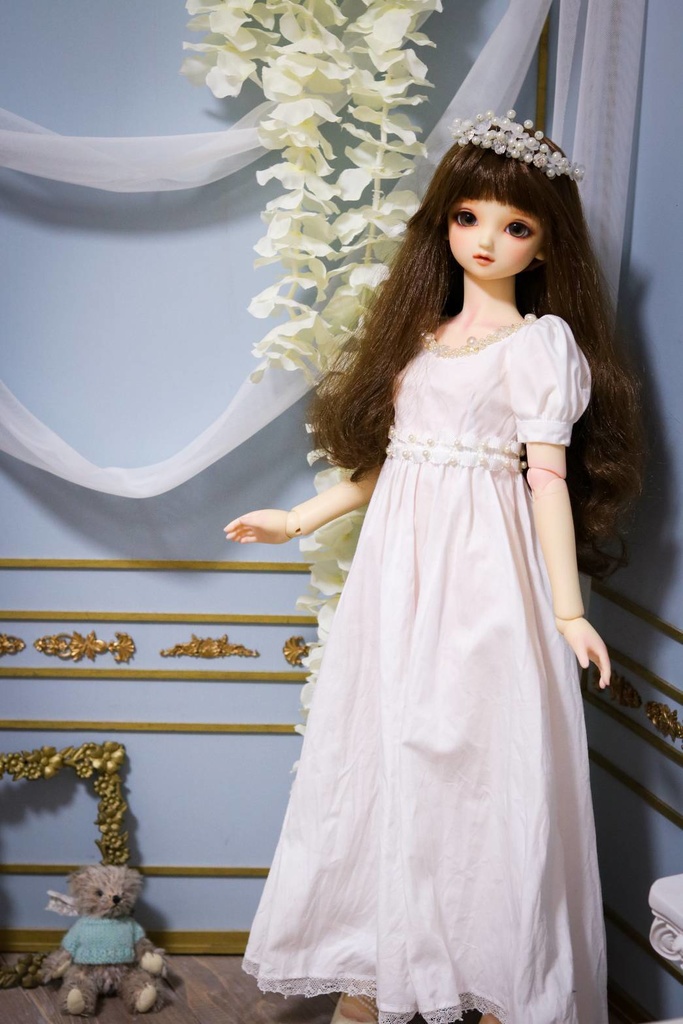 【1/3ドール】淡水パールのホワイトドレス&ティアラセット