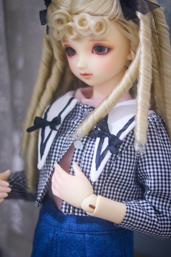 【1/3】♡ギンガムチェックジャケット&デニムスカートSET♡