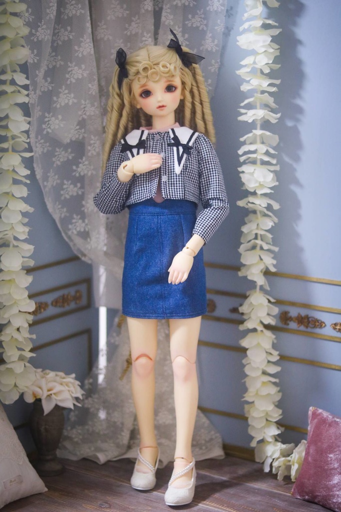 【1/3】♡ギンガムチェックジャケット&デニムスカートSET♡