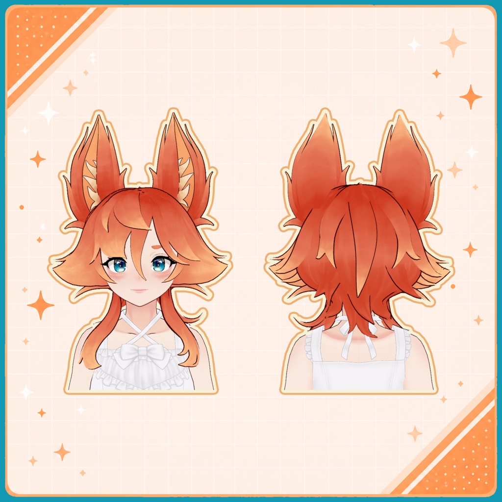 🦊 Fox Ears & Hair ♡ Cute Set ✨ 【VRoid Accessory】 キツネ耳&ヘアセット