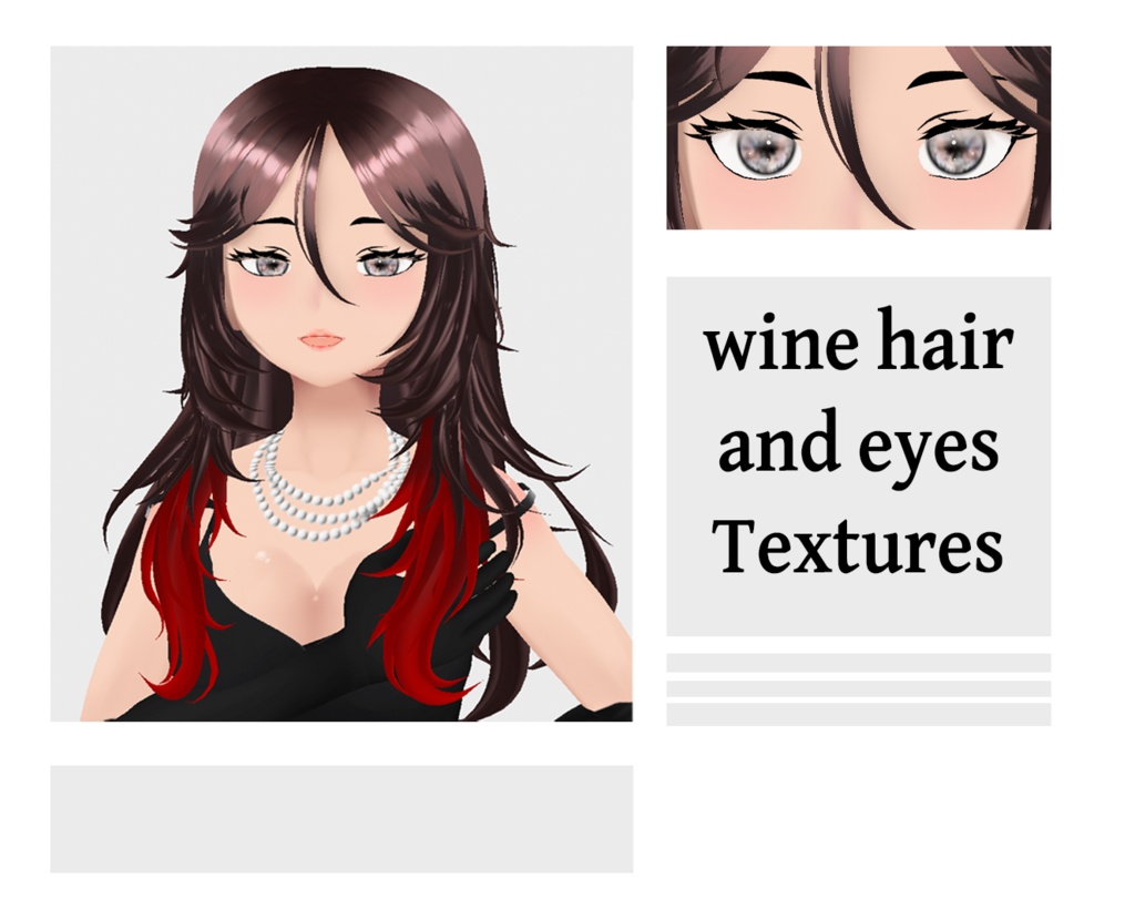 🍷 Wine hair preset and eyes Textures 🖤【VRoid】