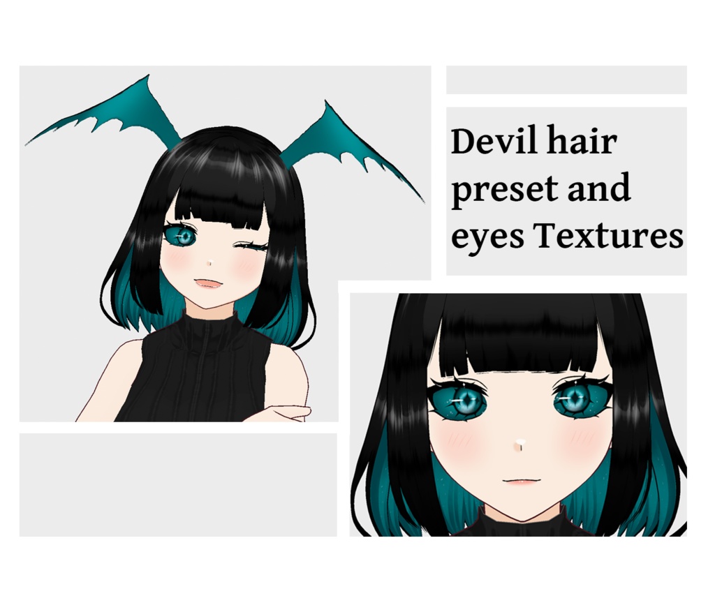 🖤 Devil hair preset and eyes Textures 🦇