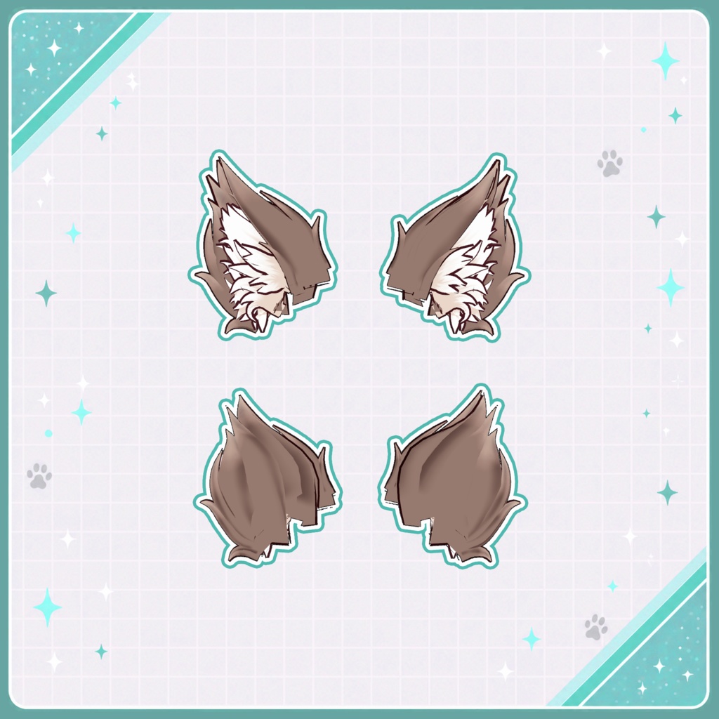 🐺 Wolf Ears ♡ Soft & Clean Set 🦴 【VRoid Accessory】 オオカミ耳