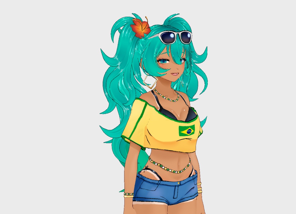 🏝️ Brazilian Miku Hair ♡ Twin Tails Tropical Style 【VRoid Hair】 ✨ ミク風ヘア