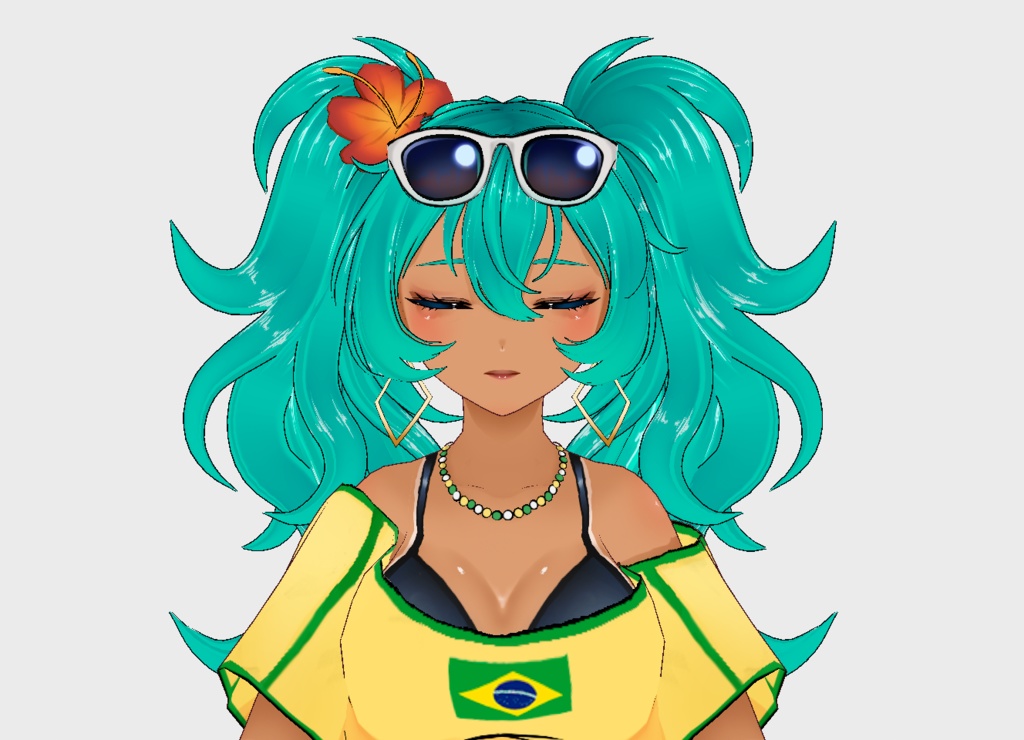 🏝️ Brazilian Miku Hair ♡ Twin Tails Tropical Style 【VRoid Hair】 ✨ ミク風ヘア