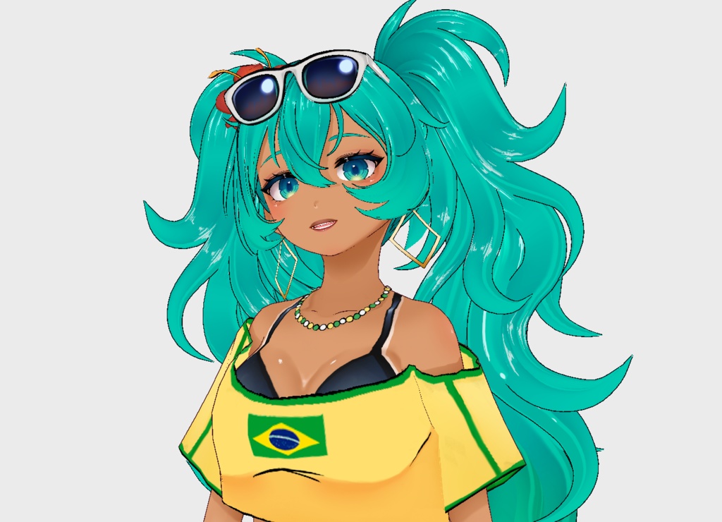 🏝️ Brazilian Miku Hair ♡ Twin Tails Tropical Style 【VRoid Hair】 ✨ ミク風ヘア