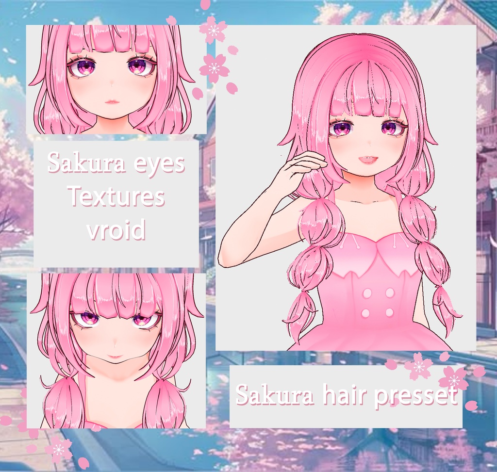 🌸 sakura hair preset and eye texture 💮 【VRoid】