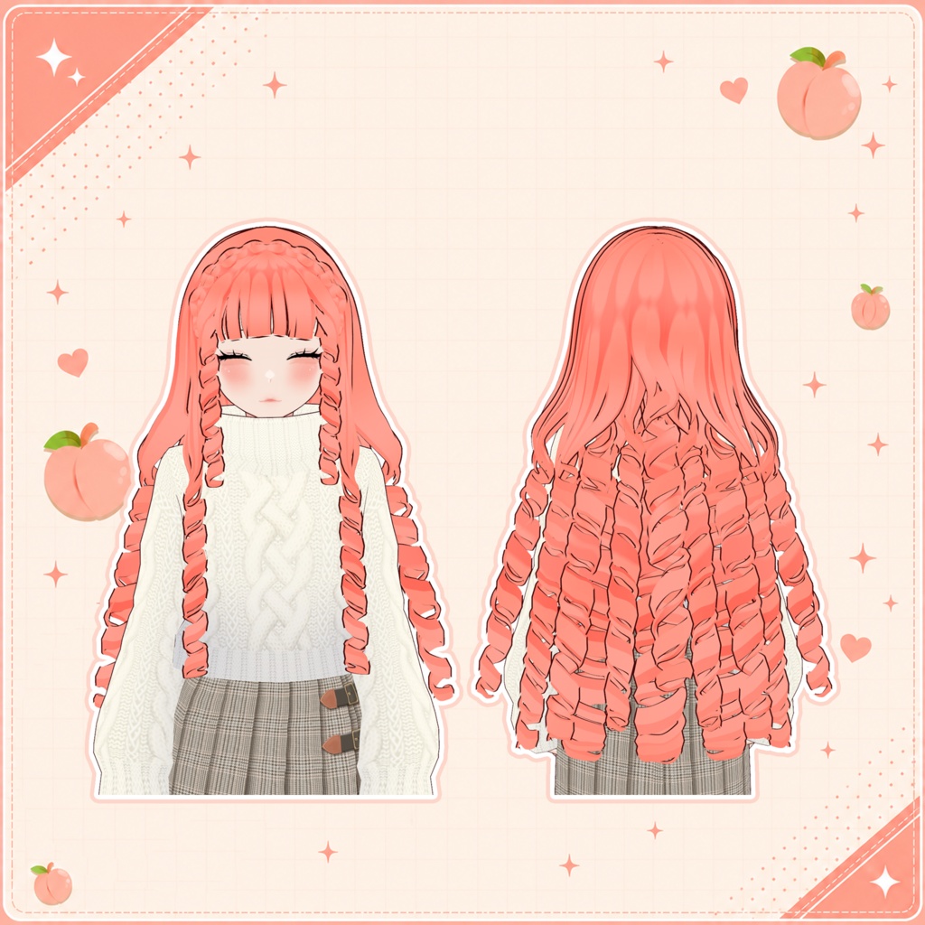 🍑 Peach Curl Hair ♡ Doll Hair Preset 【VRoid Hair】 ✨ ピーチカール