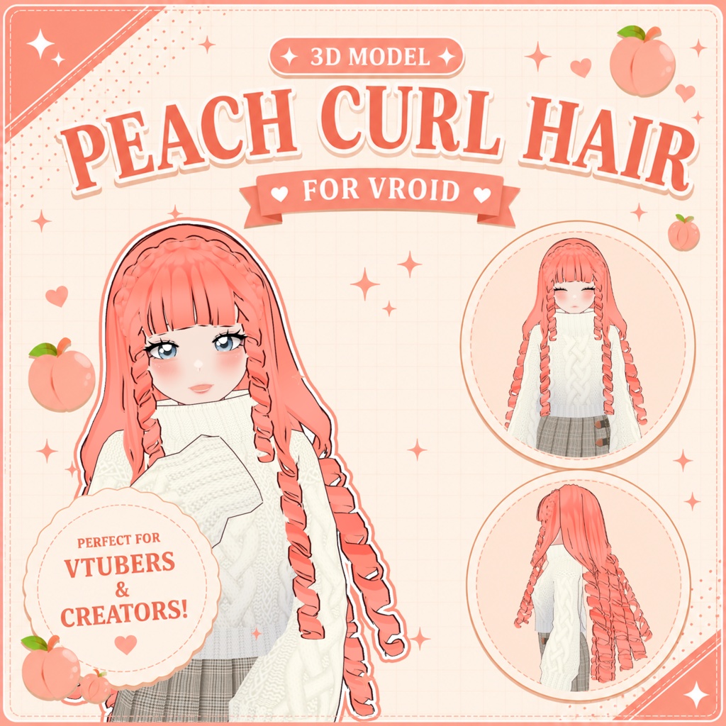  🍑 Peach Curl Hair ♡ Doll Hair Preset 【VRoid Hair】 ✨ ピーチカール