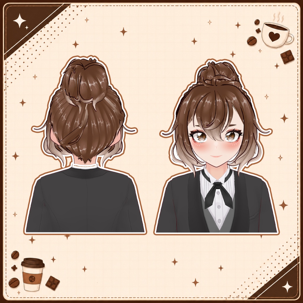 🍫 Cocoa Bun Hair ♡ Soft Elegant Style 【VRoid Hair】 ☕ ココアヘア